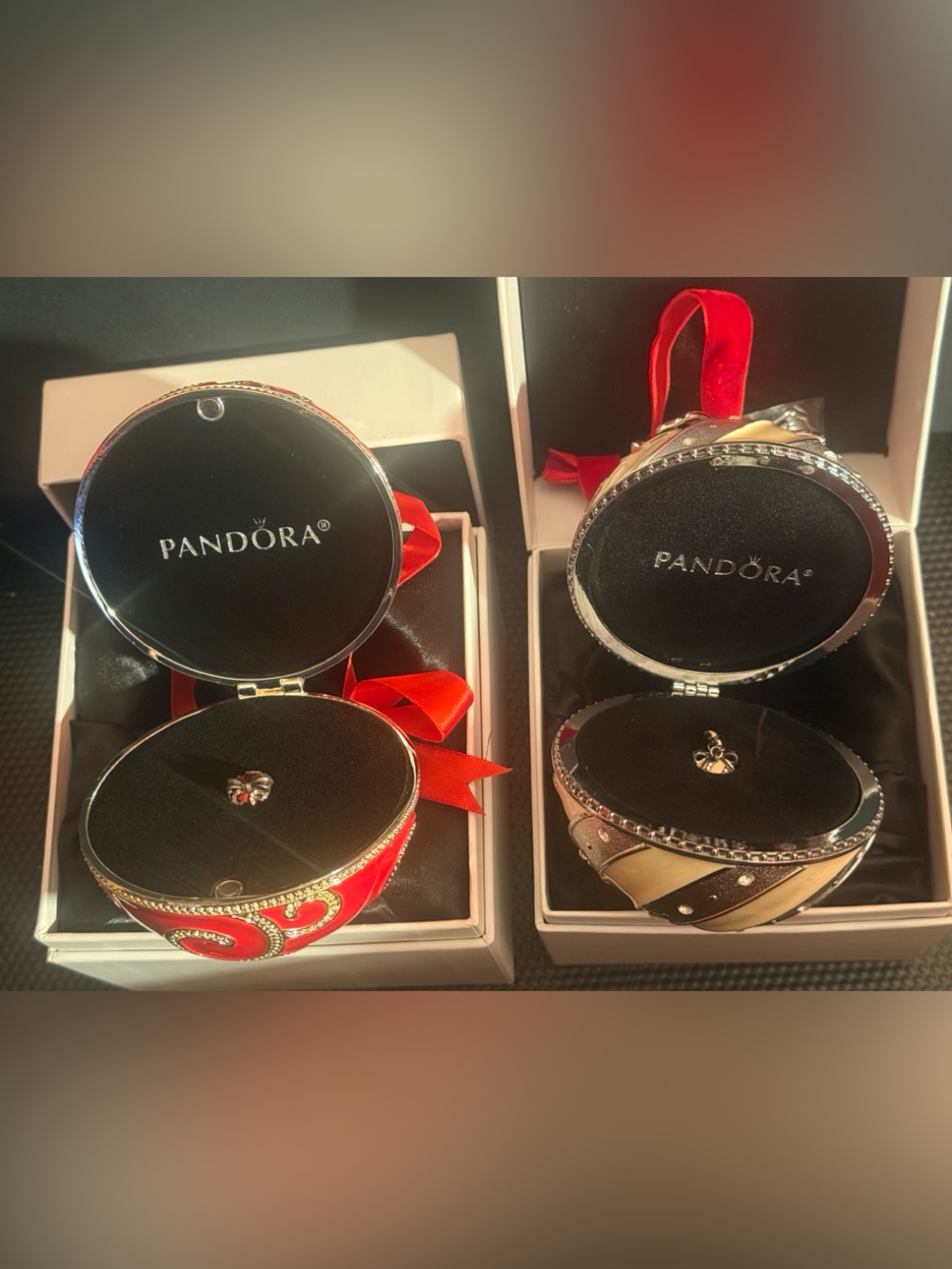 NWT Pandora Limited Edition 2017 & 2018 Holiday Ornament Sets w/ Charms & Boxes